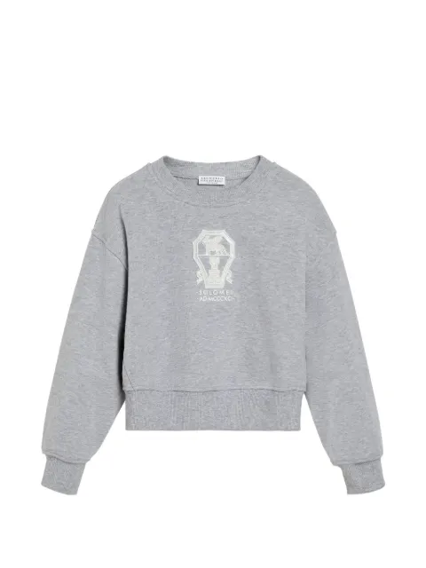 Brunello Cucinelli Kids cotton smooth french terry sweatshirt with dazzling logo