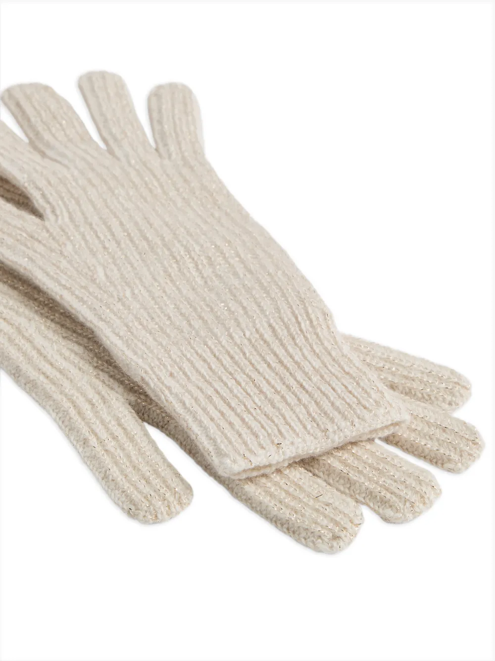 Brunello Cucinelli Kids Ribgebreide handschoenen Beige