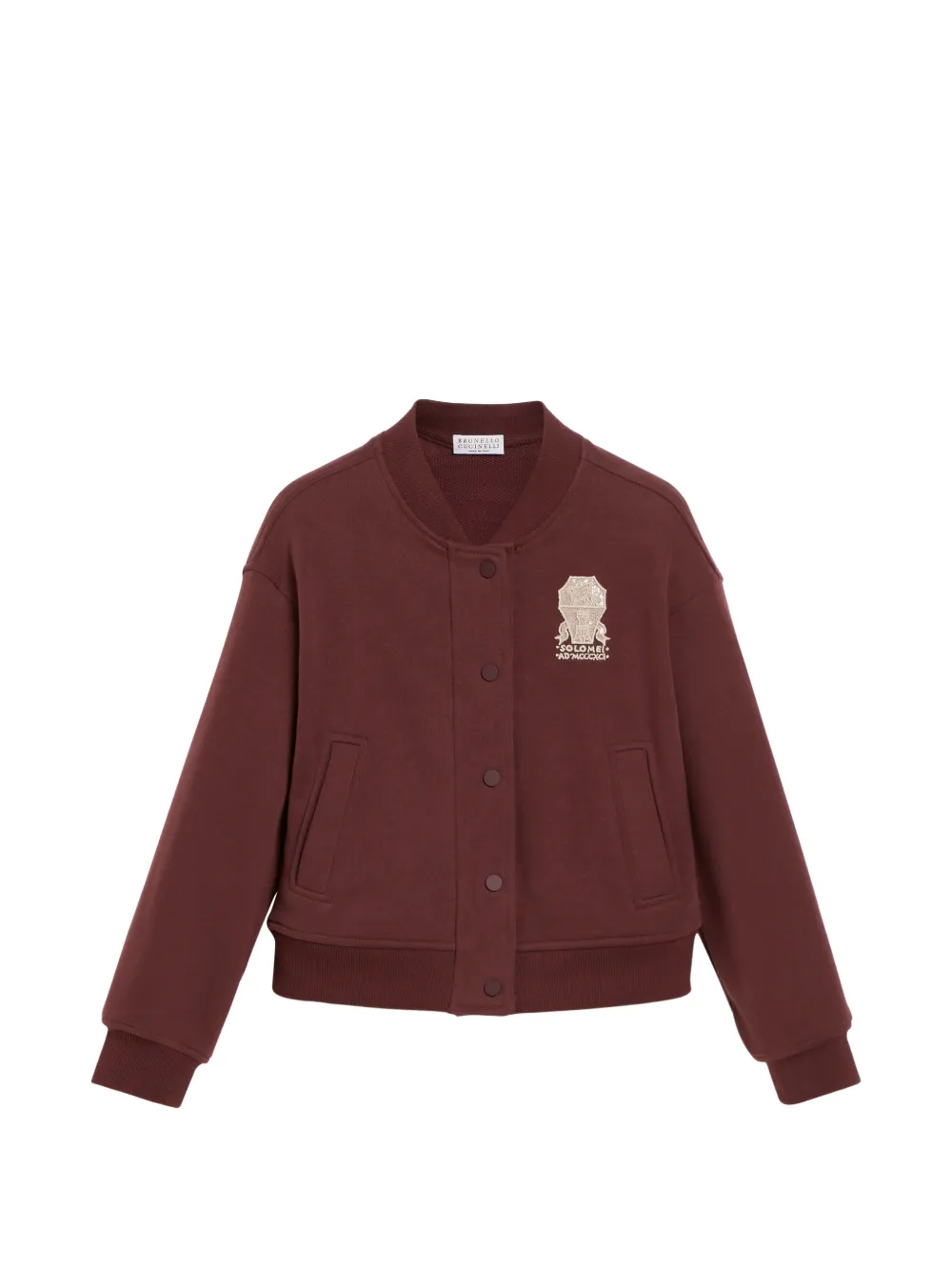 Brunello Cucinelli Kids Bomber con logo - Marrone