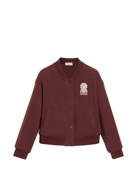 Brunello Cucinelli Kids logo-embroidered bomber-jacket