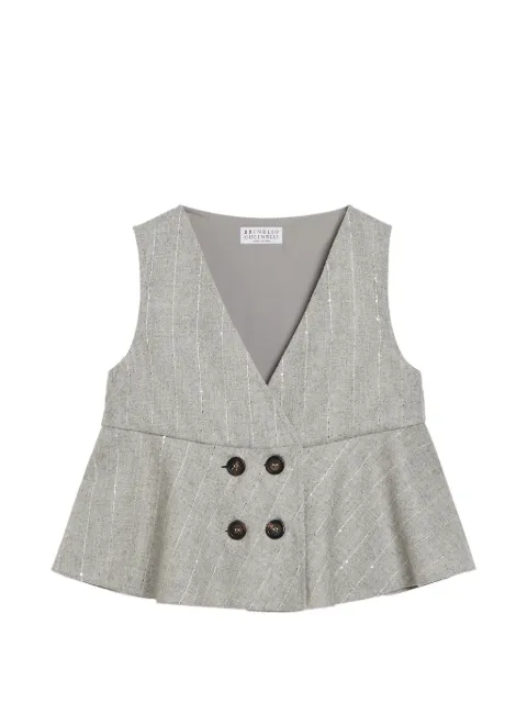 Brunello Cucinelli Kids chalk-stripe peplum top