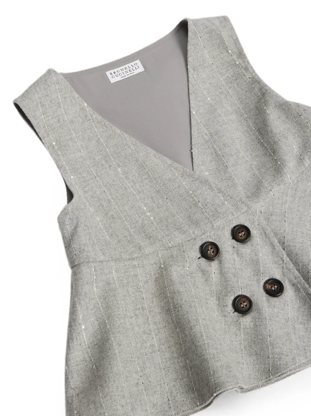 Brunello Cucinelli Kids Peplum top met krijtstreep Grijs