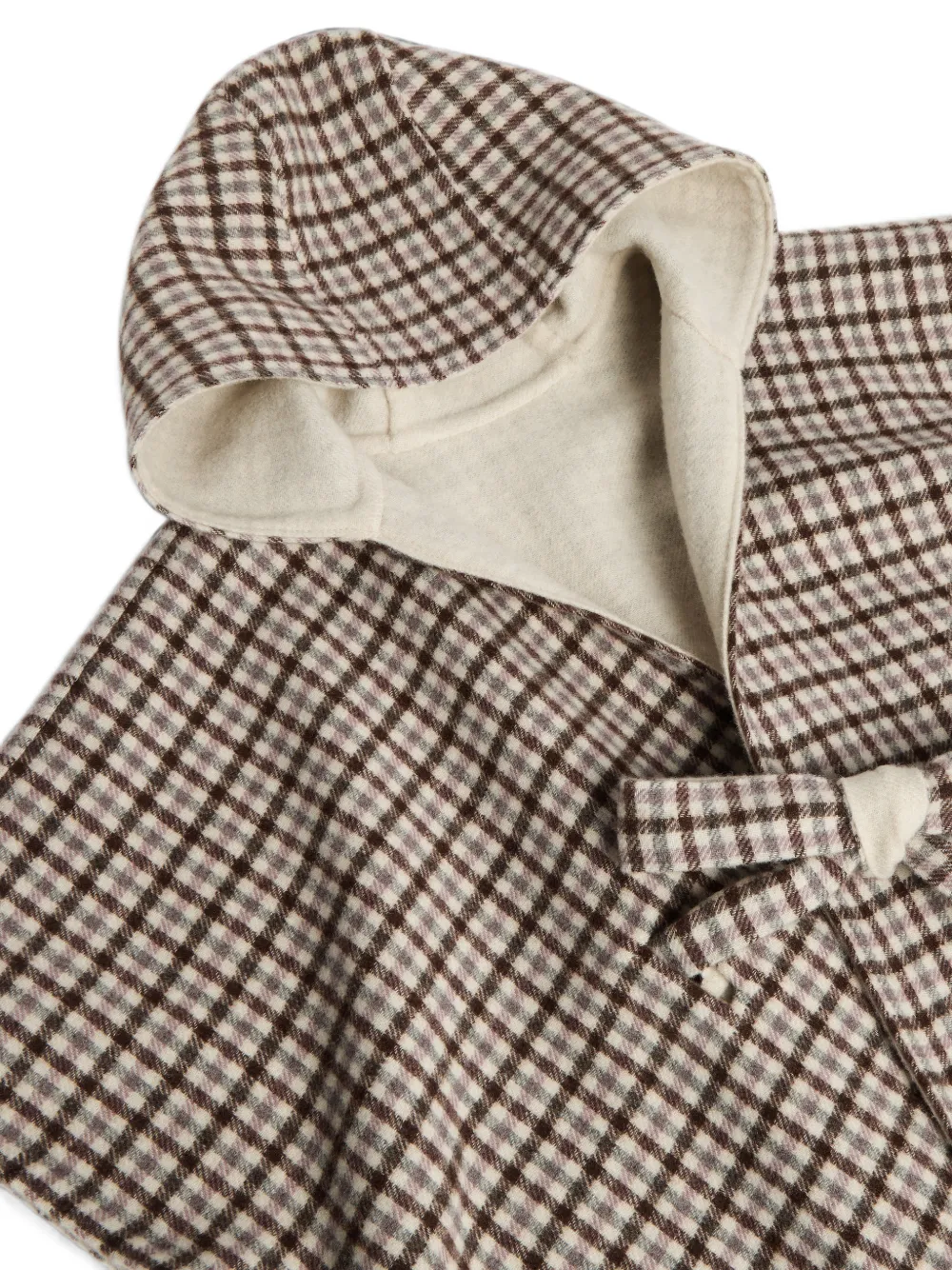 Brunello Cucinelli Kids Geruite poncho met capuchon Bruin