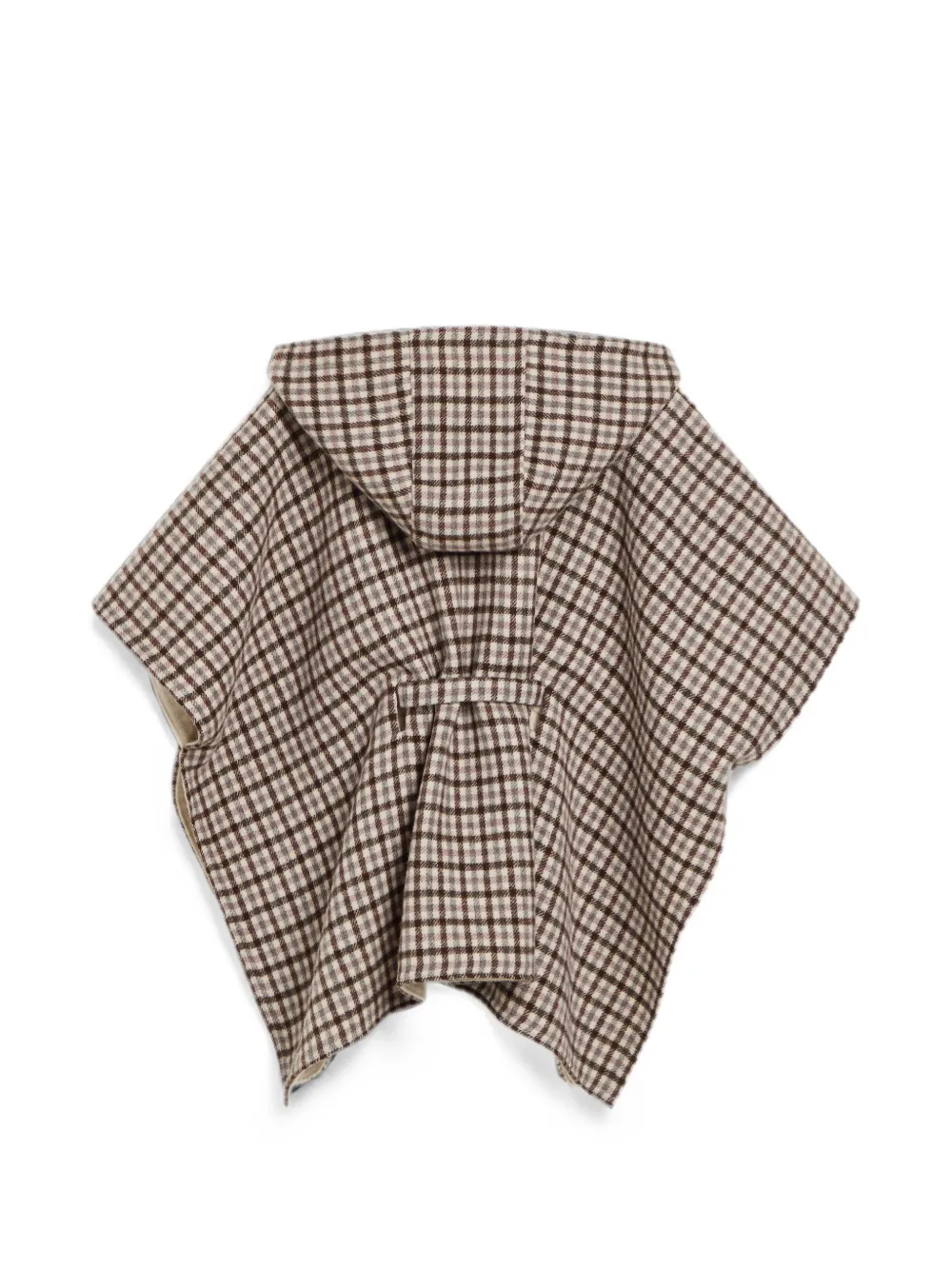 Brunello Cucinelli Kids Geruite poncho met capuchon Bruin