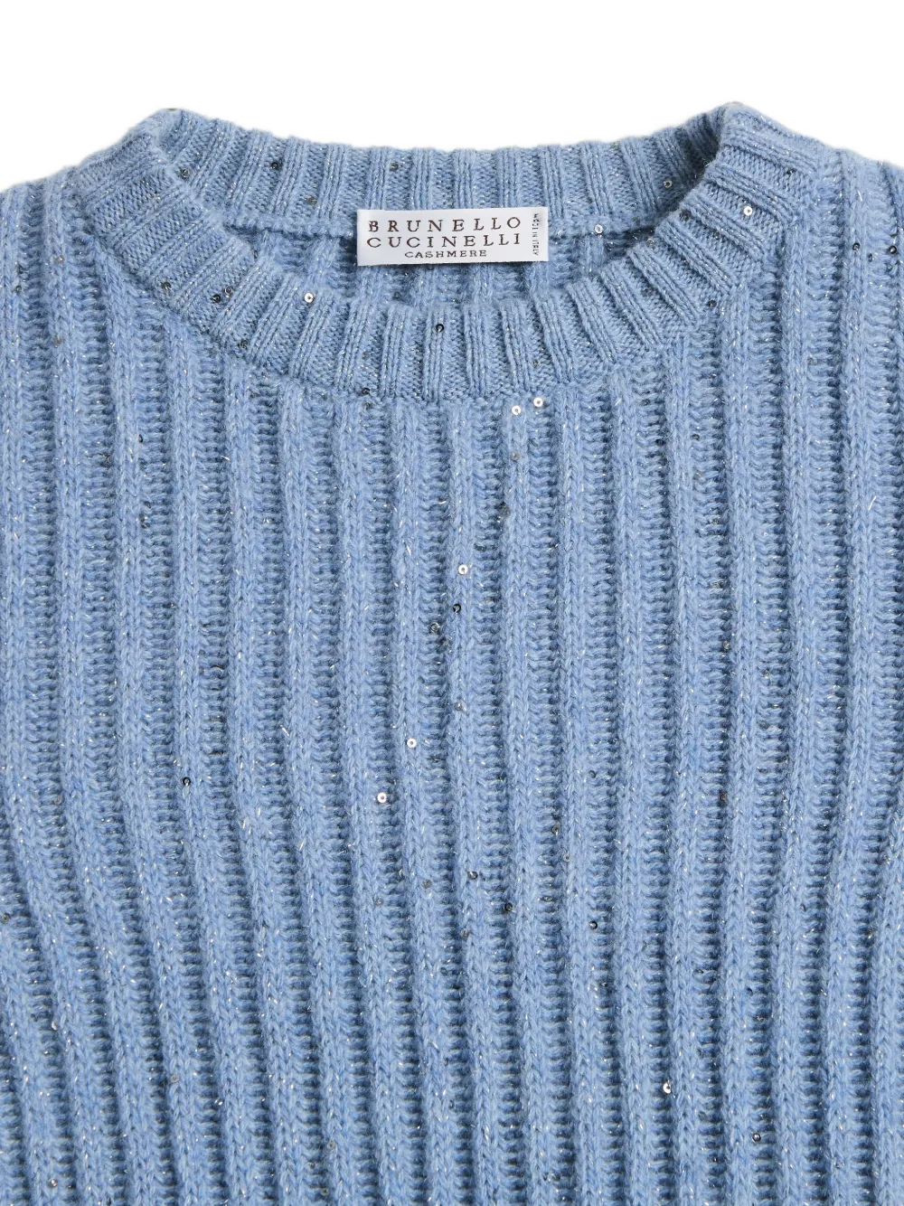 Brunello Cucinelli Kids sequin-embellished ribbed sweater Blauw