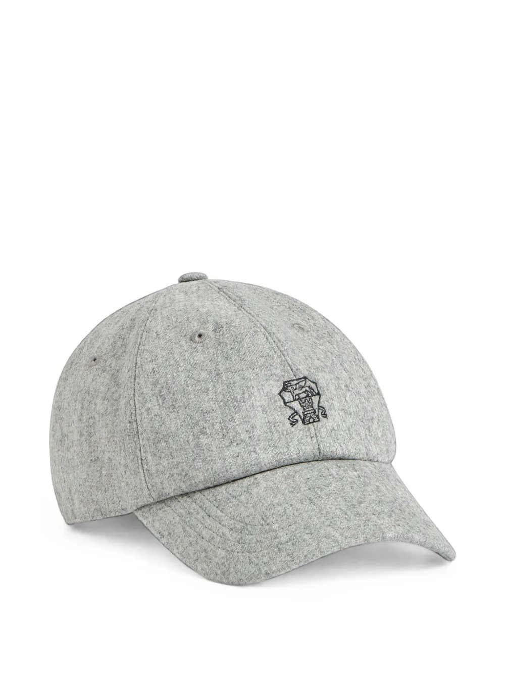 Brunello Cucinelli Kids logo-embroidered flannel baseball cap - Grau