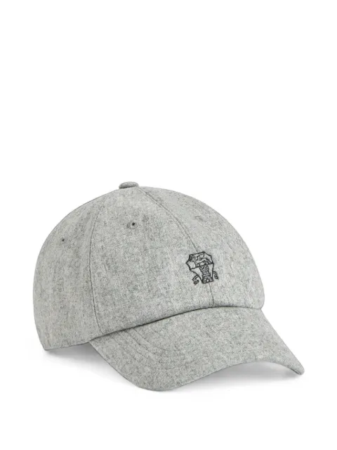 Brunello Cucinelli Kids logo-embroidered flannel baseball cap