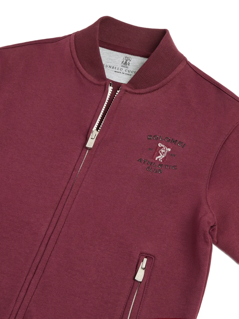 Brunello Cucinelli Kids embroidered bomber-style sweater Rood