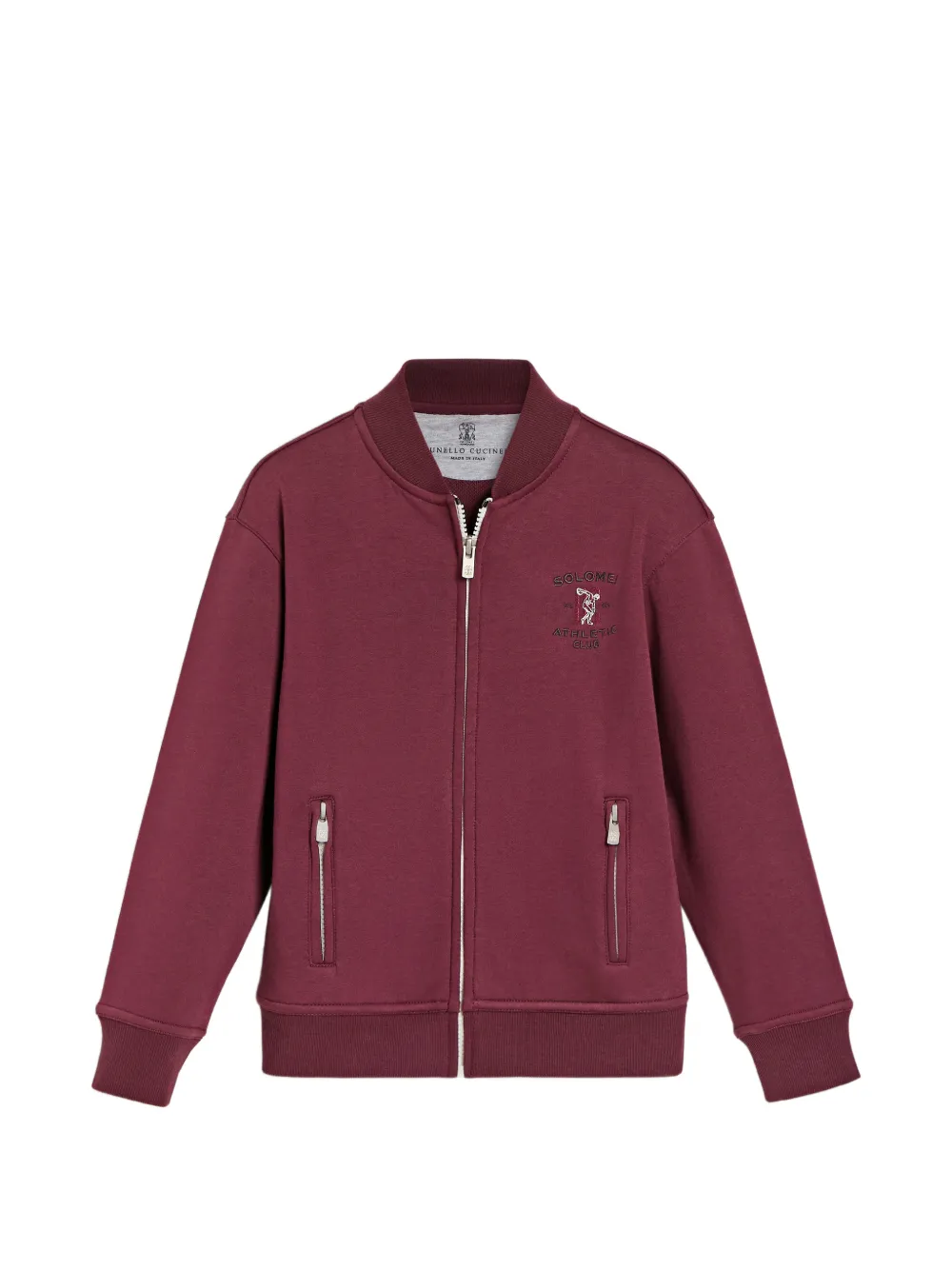 Brunello Cucinelli Kids embroidered bomber-style sweater Rood