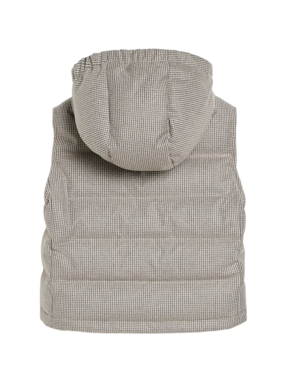 Brunello Cucinelli Kids Flanellen bodywarmer met pied-de-poule print en capuchon Beige