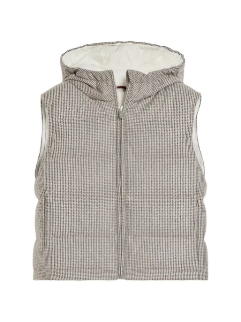 Brunello Cucinelli Kids houndstooth flannel hooded gilet
