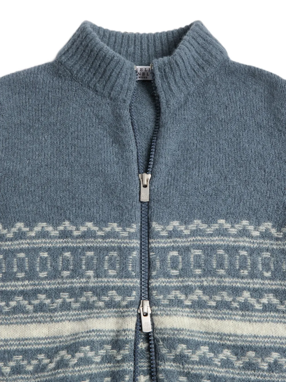Brunello Cucinelli Kids Gebreid vest met jacquard en rits Blauw