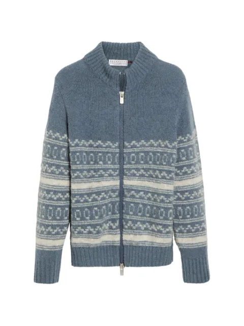 Brunello Cucinelli Kids jacquard-knit zip-up cardigan