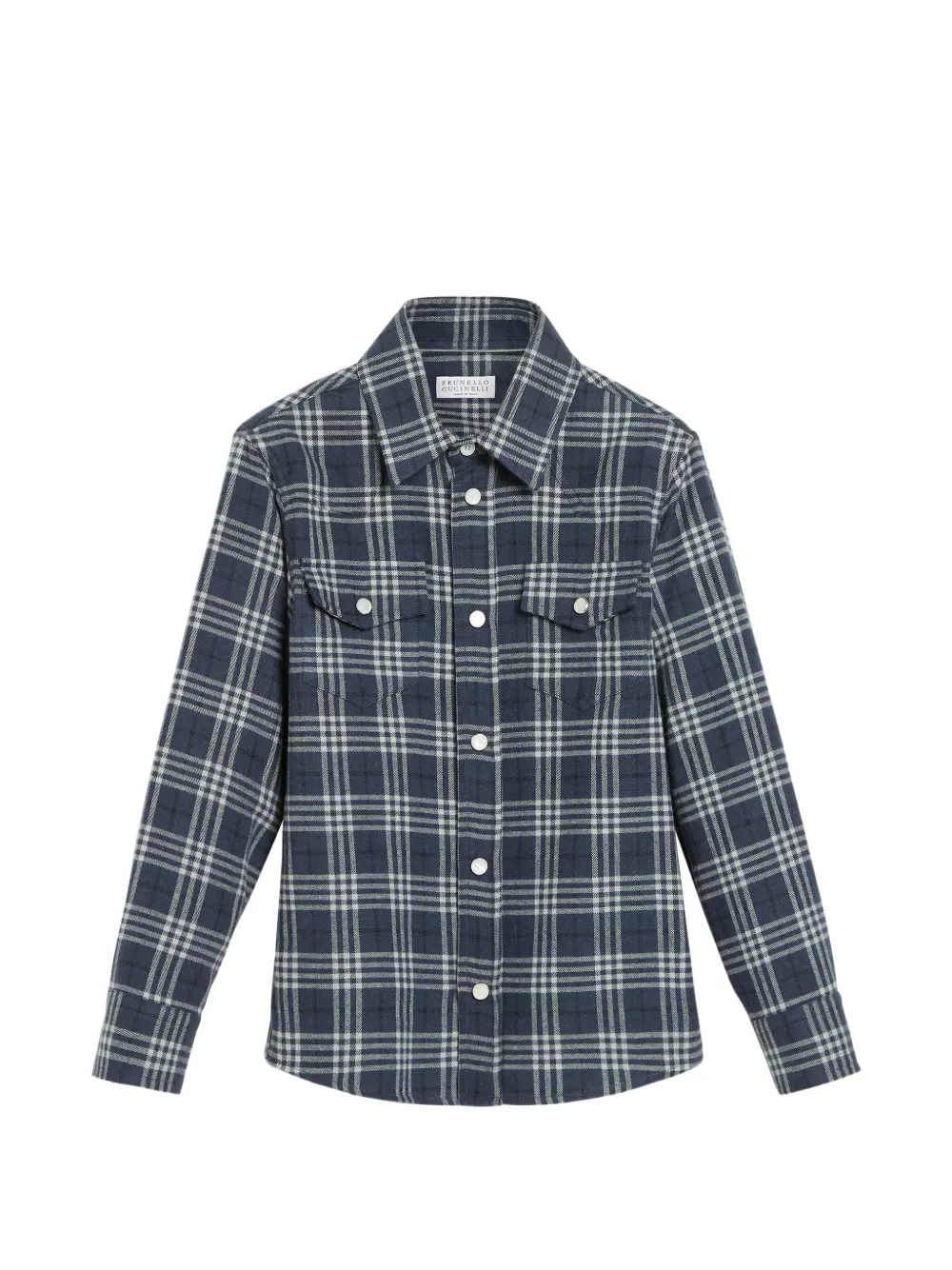 Brunello Cucinelli Kids Flanellhemd mit Schottenkaro - Blau