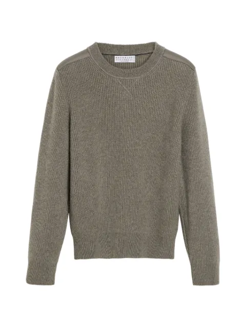 Brunello Cucinelli Kids cashmere English rib sweater with cotton inserts