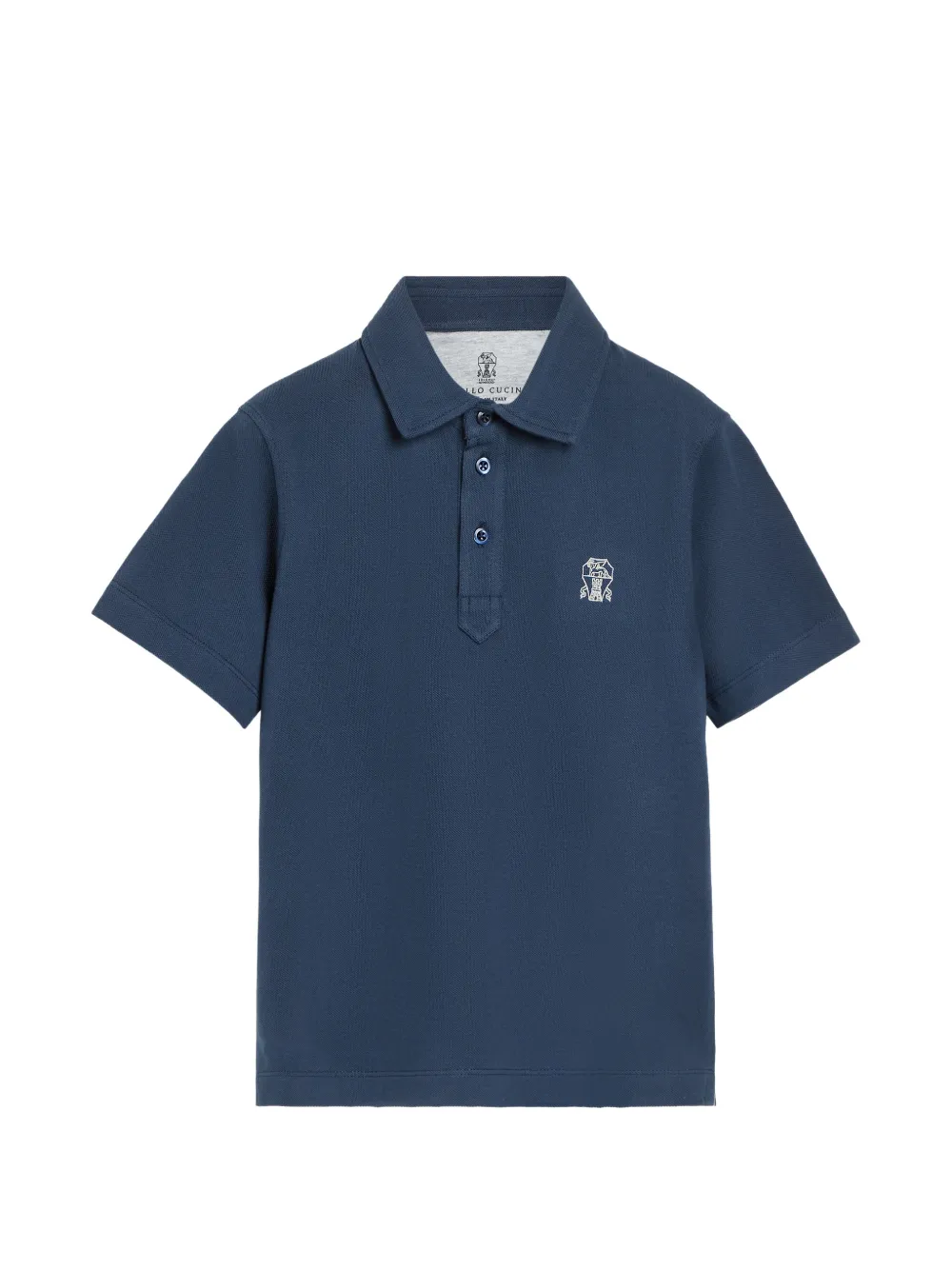 Brunello Cucinelli Kids Polo con logo ricamato - Blu