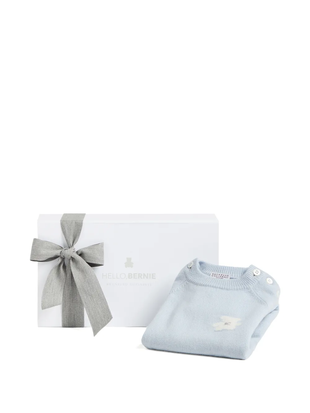 Brunello Cucinelli Kids Bernie intarsia gebreid kasjmier slaappak Blauw