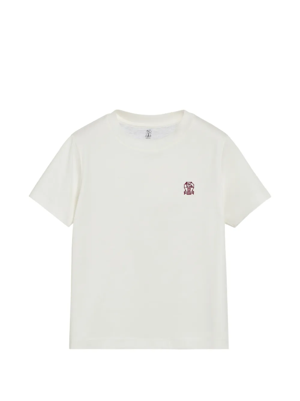 Brunello Cucinelli Kids T-shirt in cotone con logo - Toni neutri