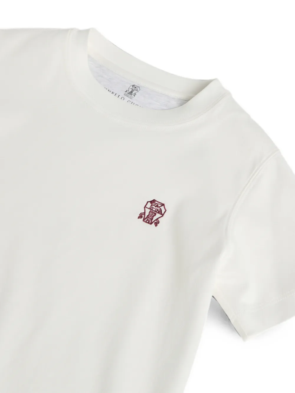 Brunello Cucinelli Kids T-shirt met geborduurd logo Beige