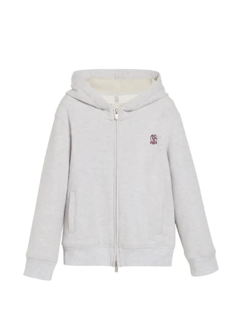 Brunello Cucinelli Kids hættetrøje med broderet logo og lynlås