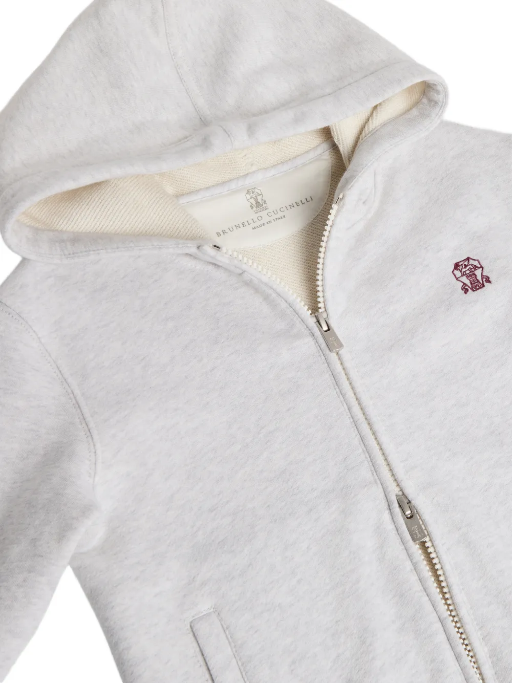 Brunello Cucinelli Kids Hoodie met geborduurd logo en rits Grijs