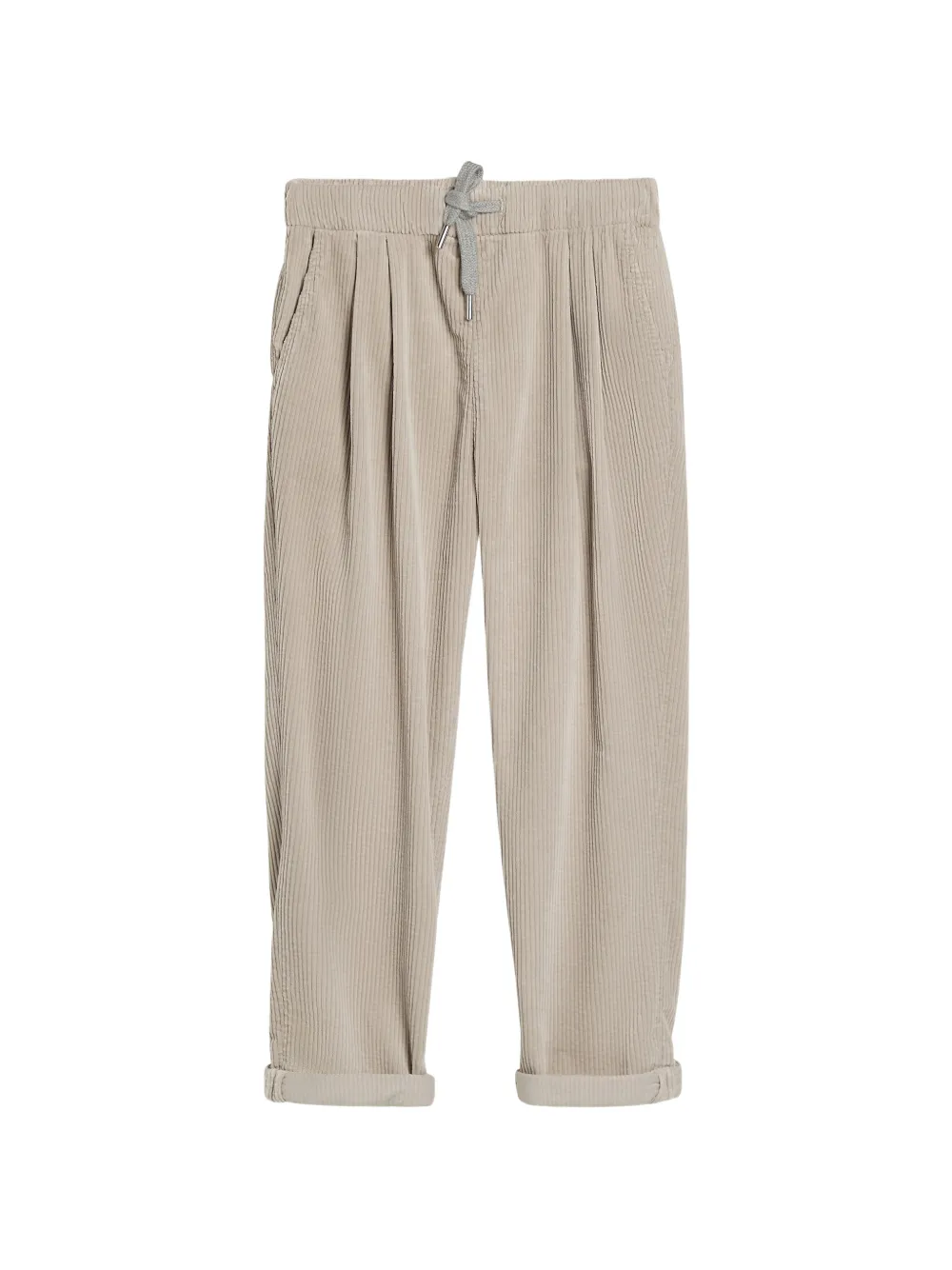 Brunello Cucinelli Kids Pantaloni a coste con pieghe - Toni neutri