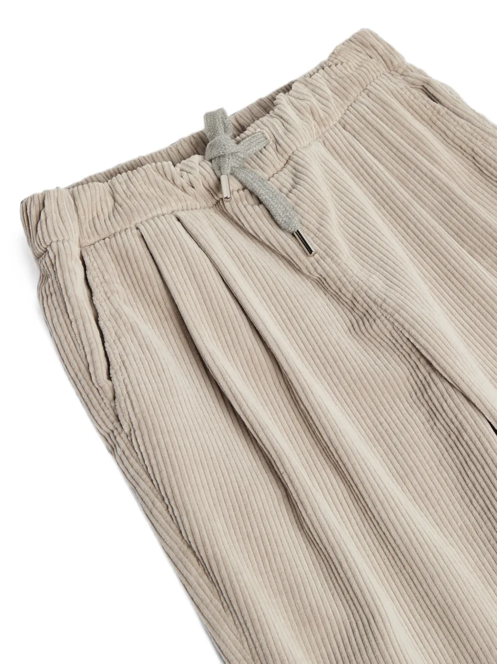 Brunello Cucinelli Kids Ribfluwelen plooibroek Beige