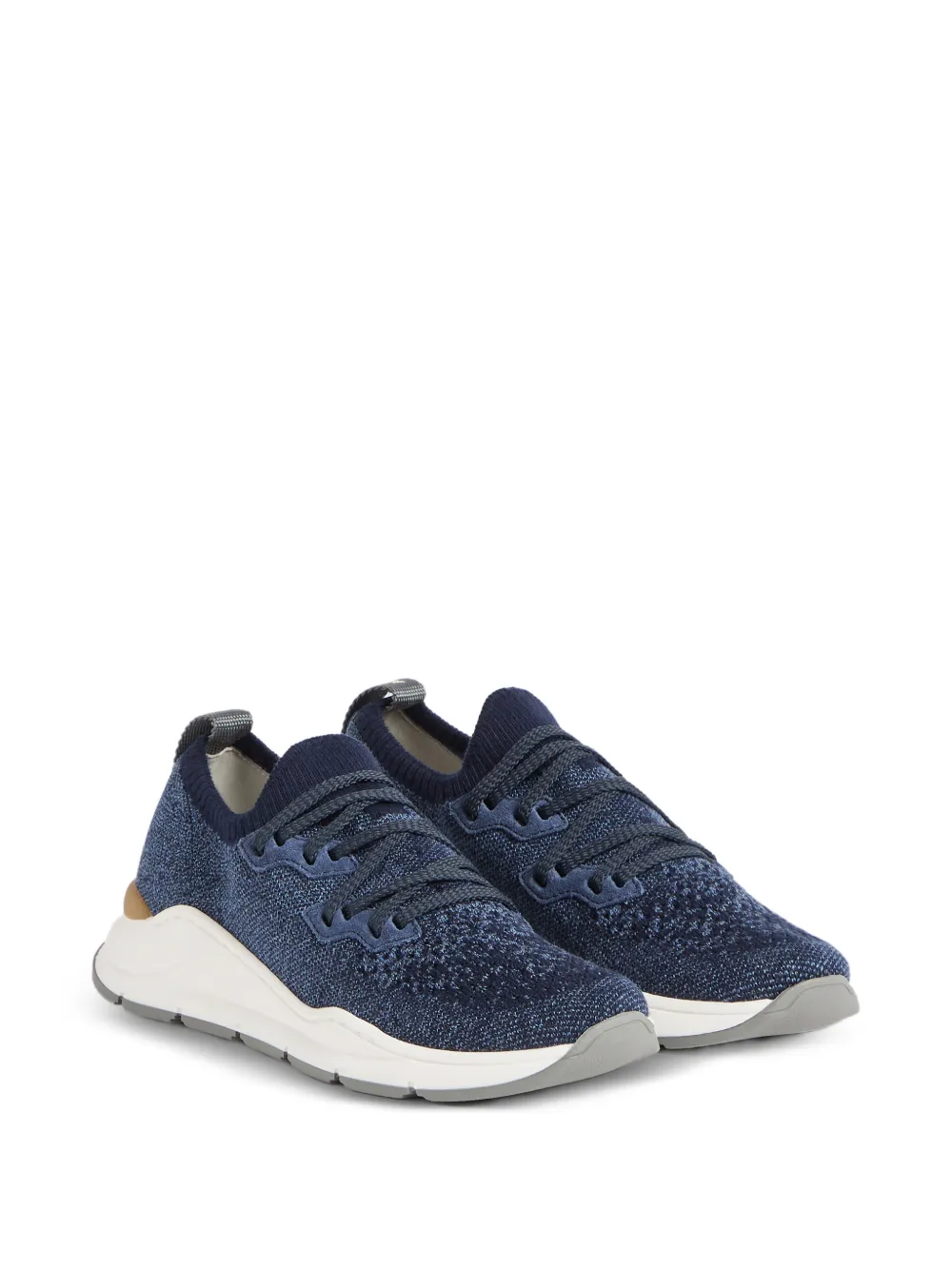 Brunello Cucinelli Kids chiné-knit slip-on sneakers Blauw