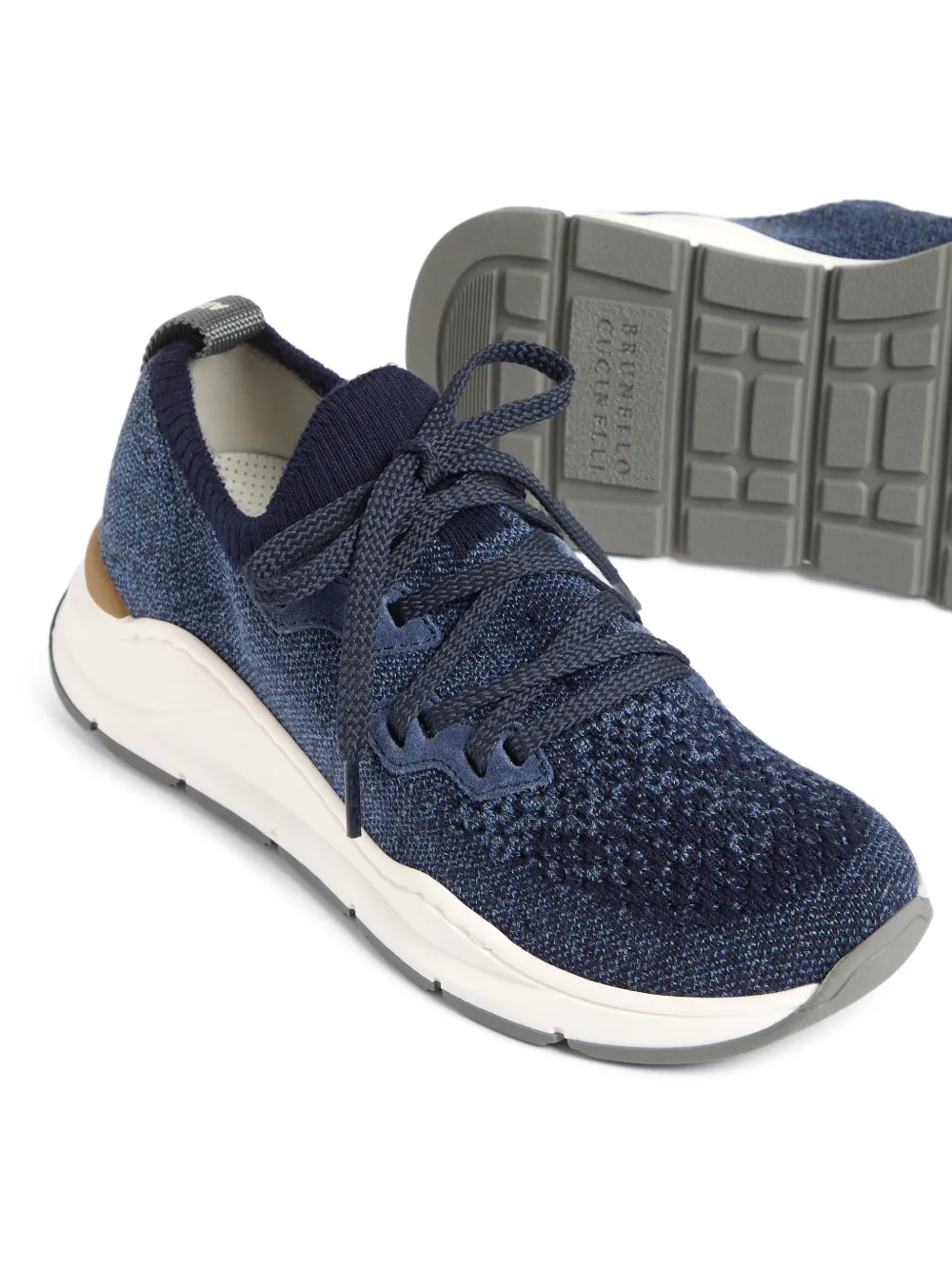 Brunello Cucinelli Kids chiné-knit slip-on sneakers Blauw