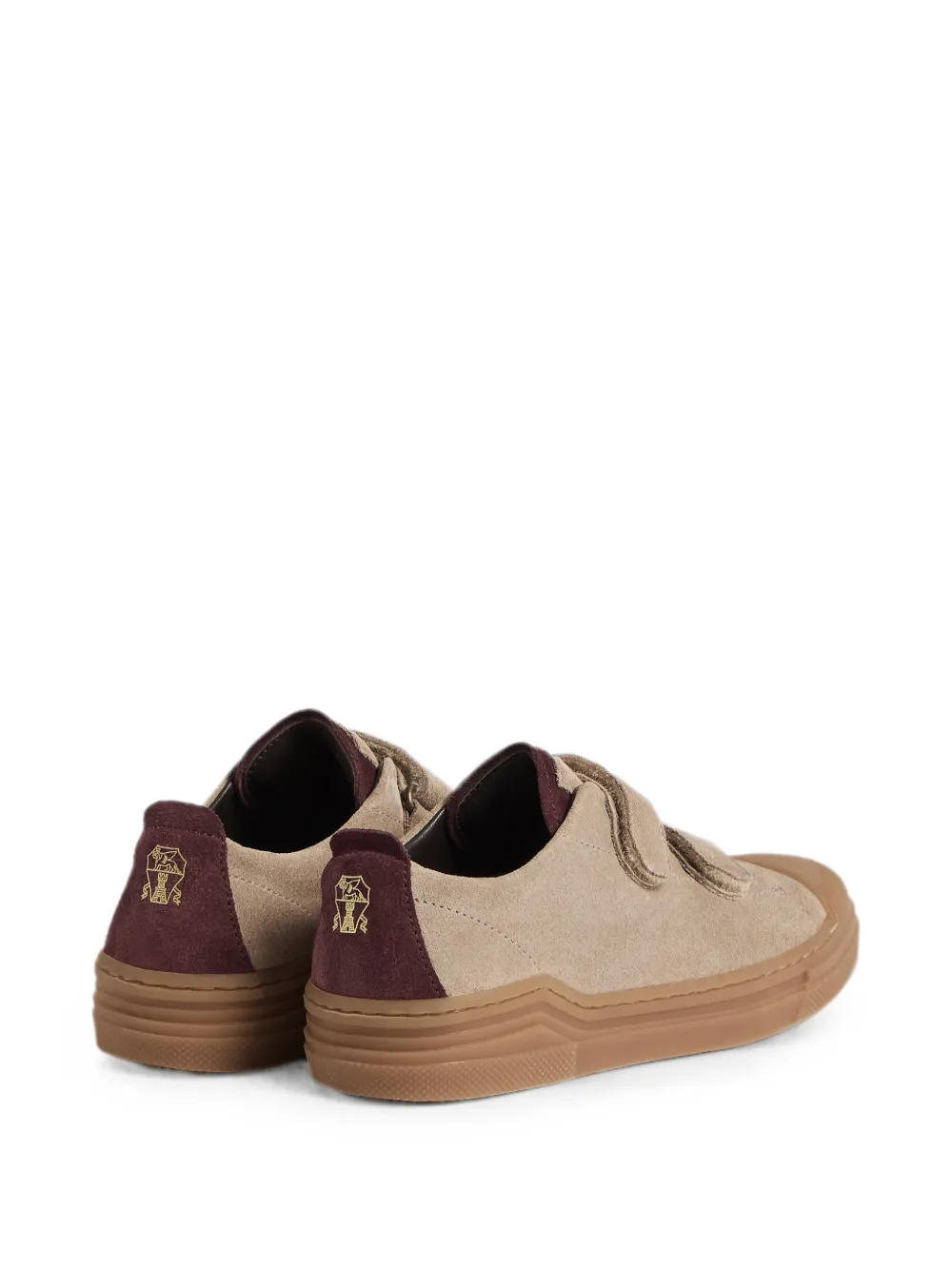 Brunello Cucinelli Kids touch-strap suede sneakers Beige
