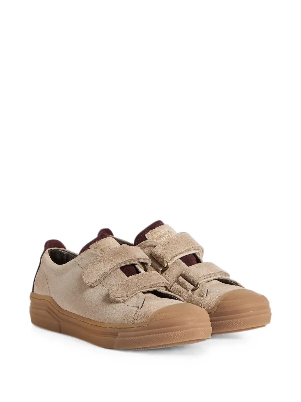 Brunello Cucinelli Kids touch-strap suede sneakers Beige