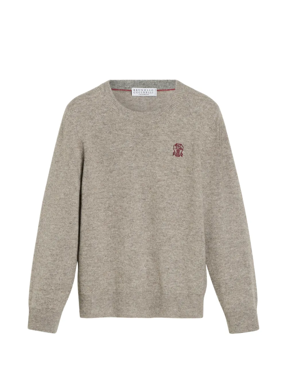 Brunello Cucinelli Kids Maglione in cashmere con logo - Grigio