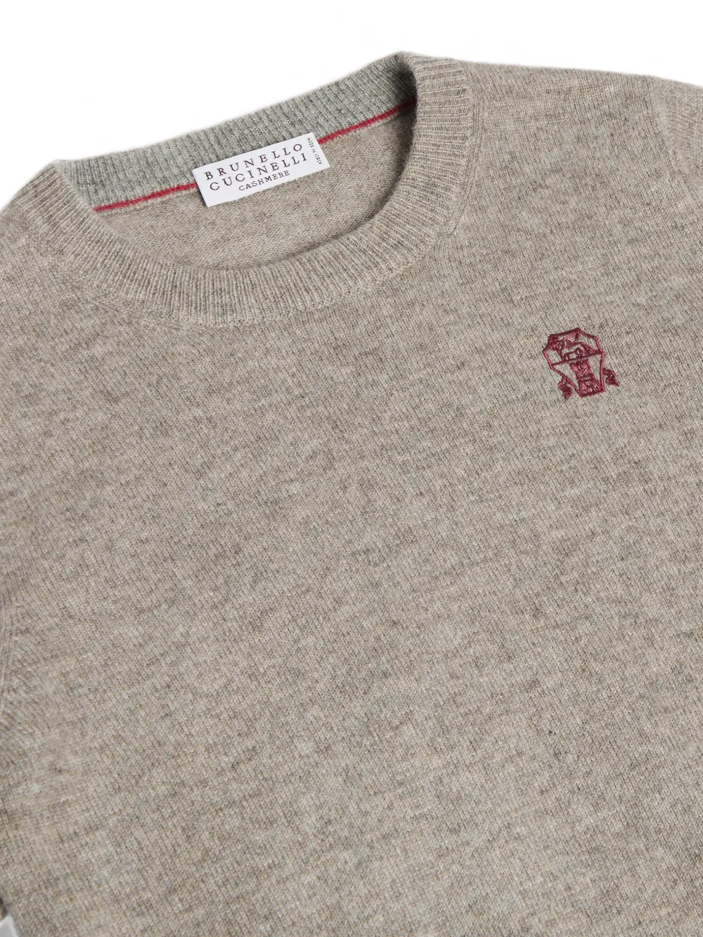 Brunello Cucinelli Kids Kasjmier trui met geborduurd logo Grijs