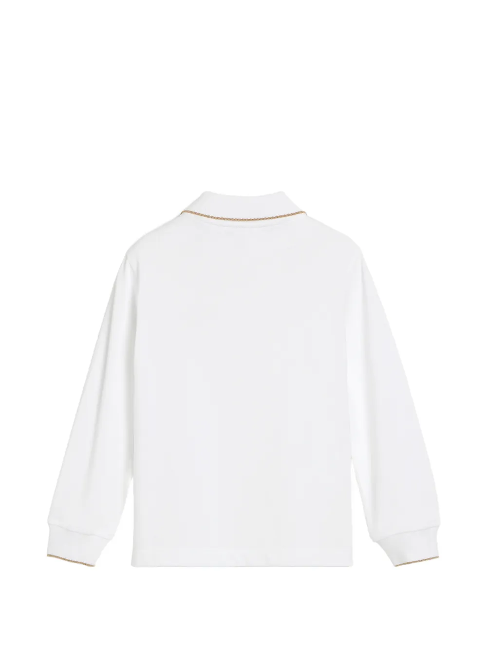 Brunello Cucinelli Kids logo-embroidered long-sleeve polo shirt Wit