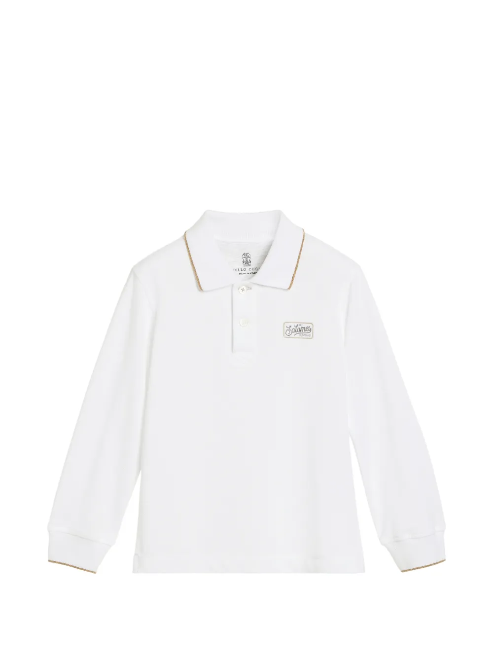 Brunello Cucinelli Kids Polo a maniche lunghe con logo - Bianco