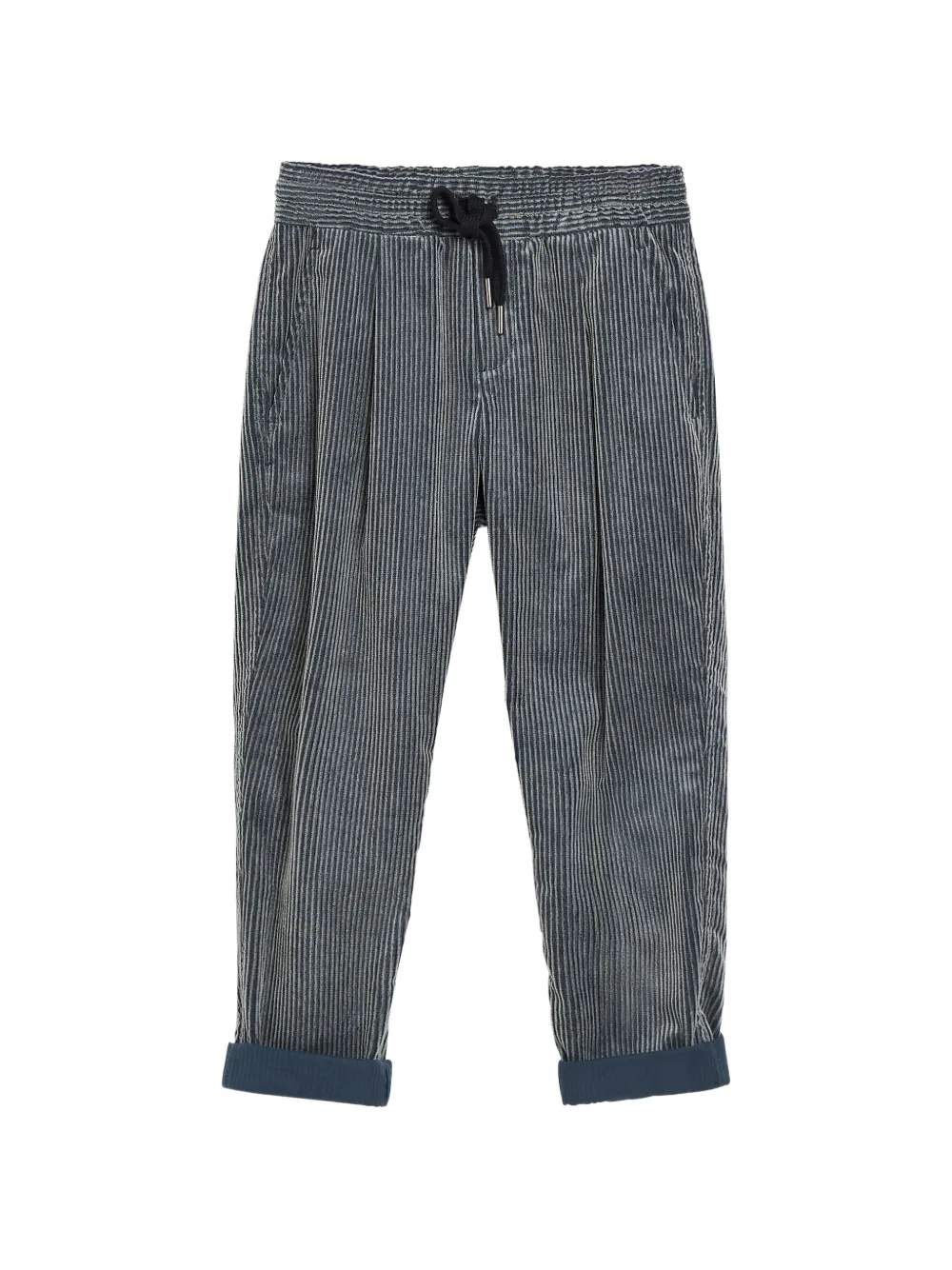 Brunello Cucinelli Kids Pantaloni a coste con coulisse - Blu