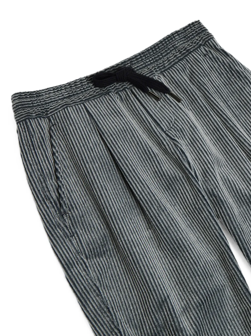 Brunello Cucinelli Kids Ribfluwelen broek met trekkoord Blauw