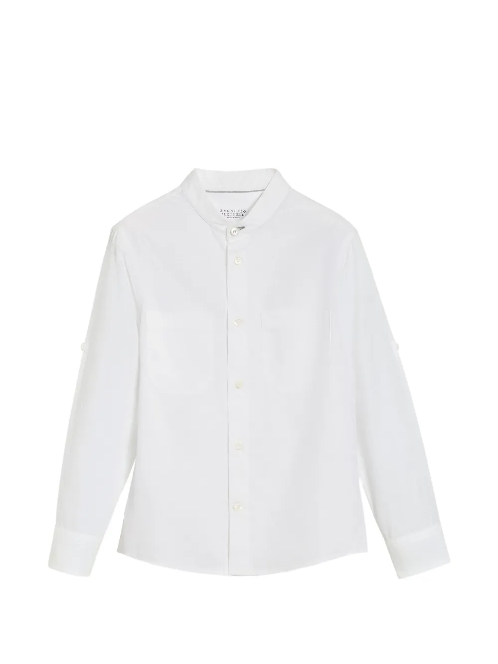 Brunello Cucinelli Kids Leinenhemd mit Mandarinkragen - Weiß