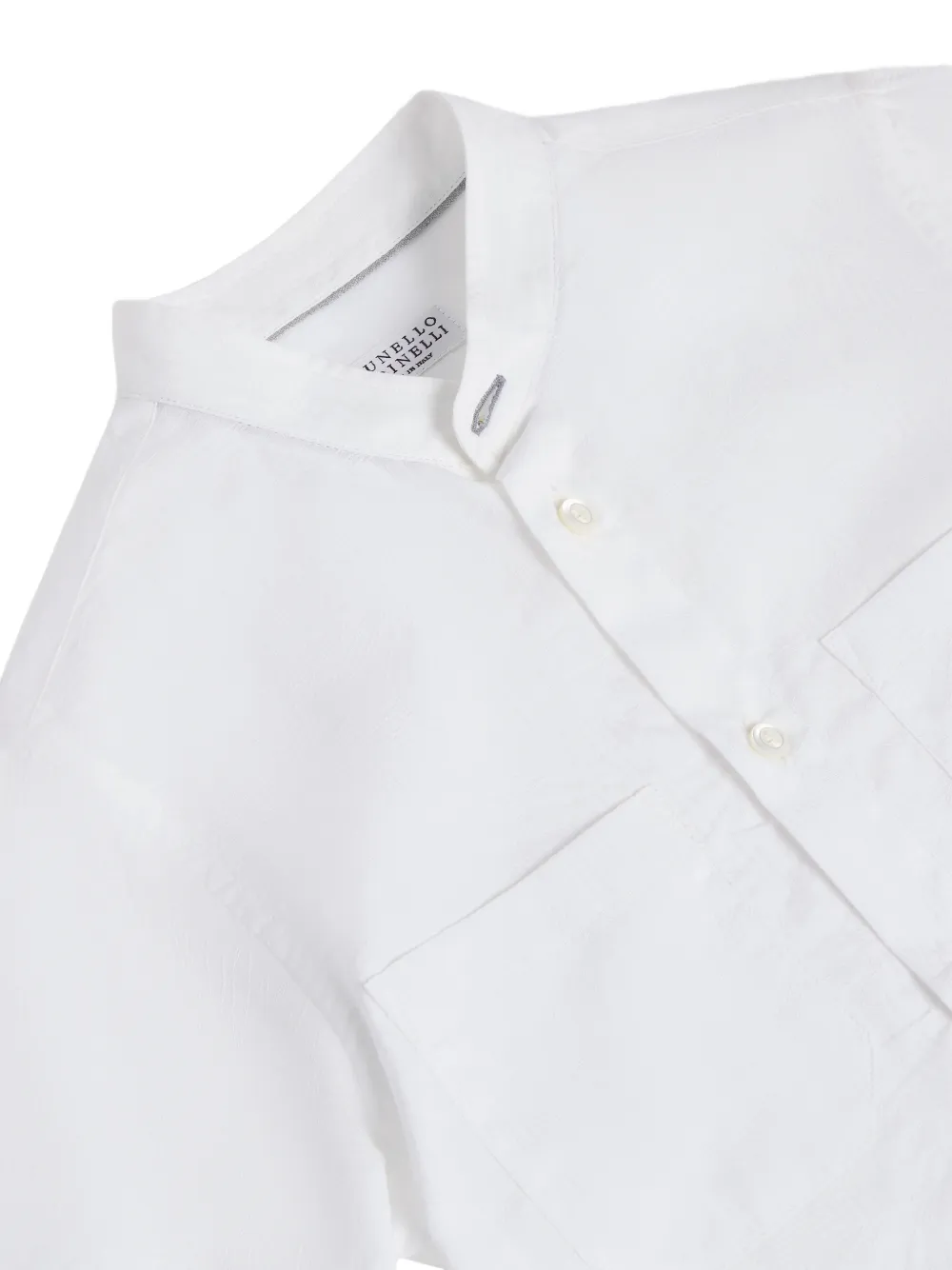Brunello Cucinelli Kids Linnen shirt met ronde kraag Wit