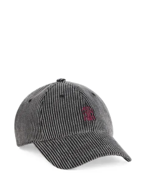Brunello Cucinelli Kids frosted-corduroy embroidered-logo baseball cap