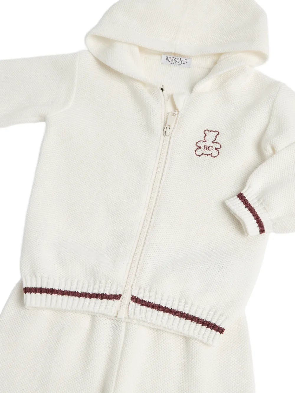 Brunello Cucinelli Kids Bernie honingraat gebreid trainingspak Wit