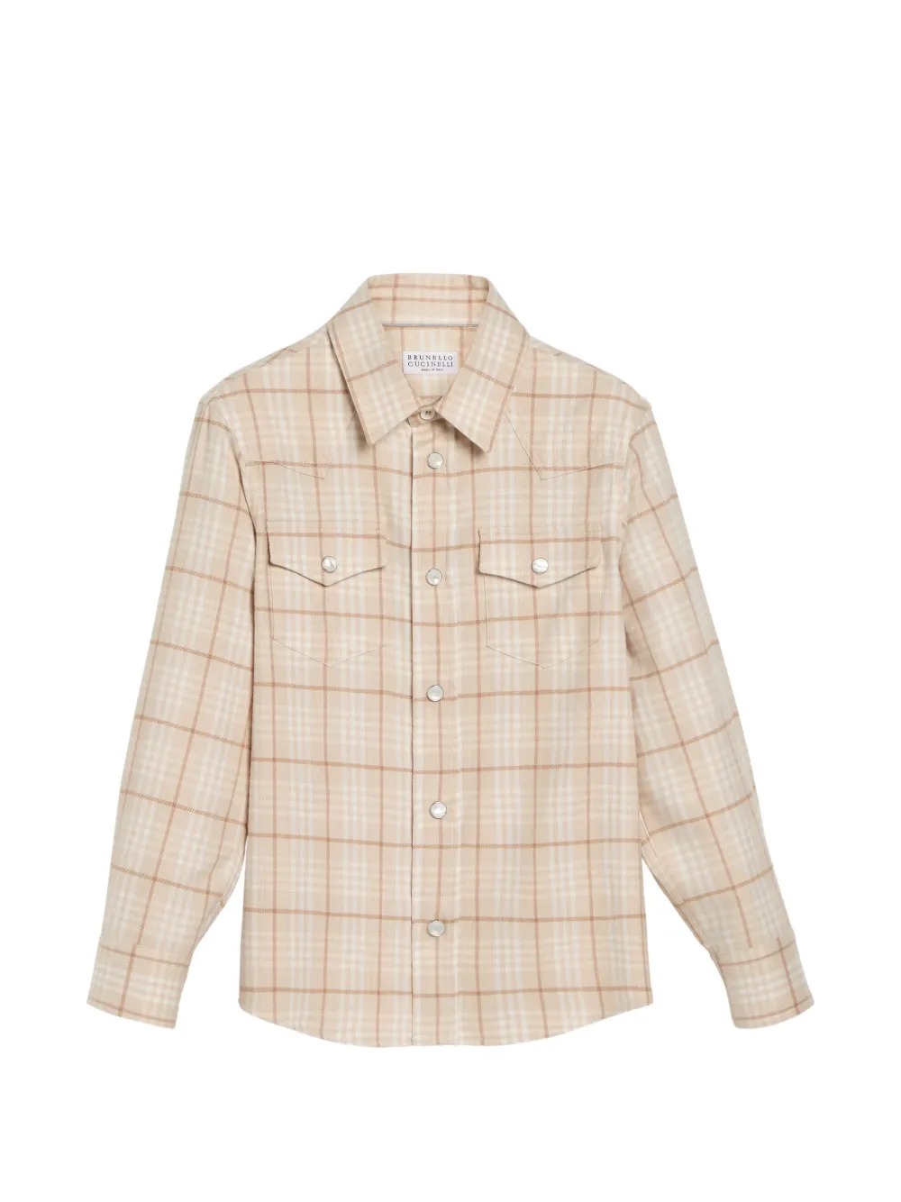 Brunello Cucinelli Kids Westernhemd mit Schottenkaro - Nude