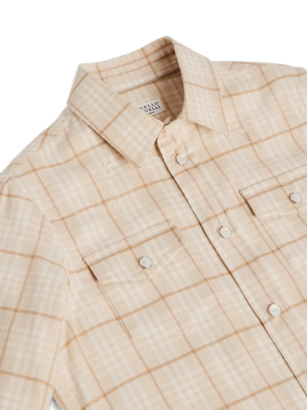 Brunello Cucinelli Kids Flanellen shirt met tartan ruit Beige