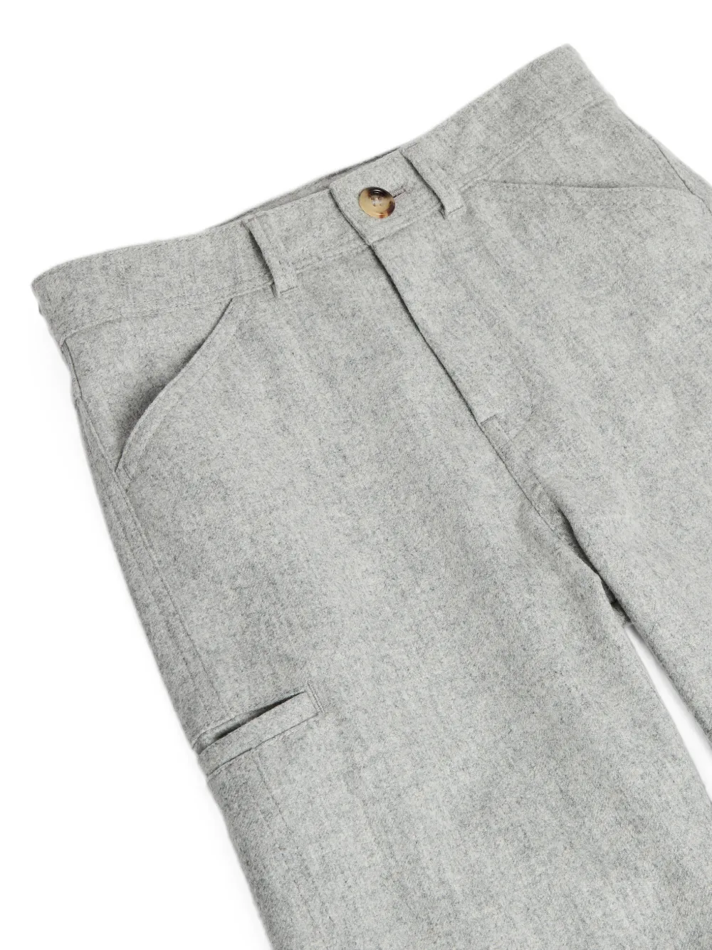 Brunello Cucinelli Kids Wollen broek met flanellen textuur Grijs