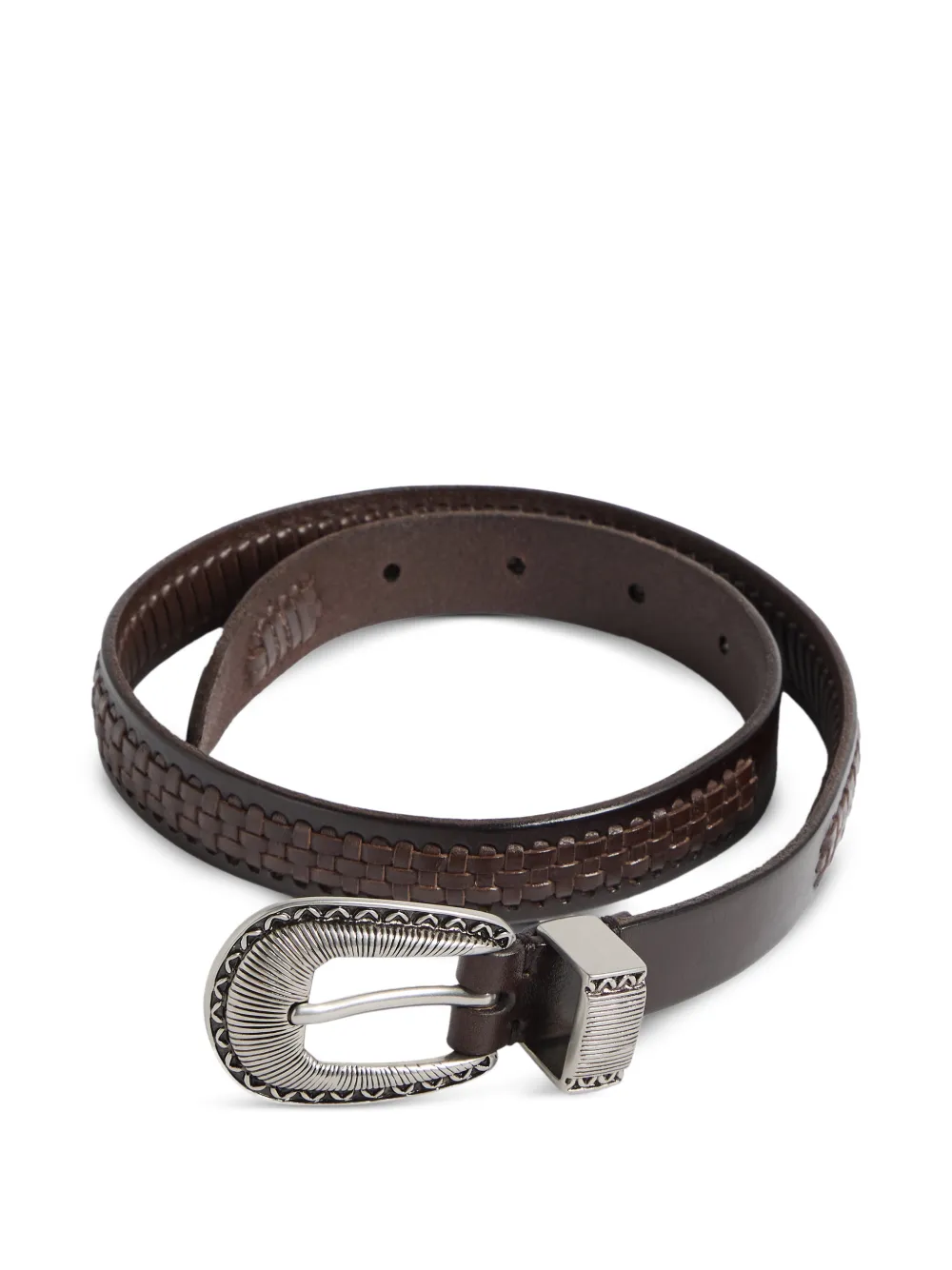 Brunello Cucinelli Kids Geweven kalfsleren riem Bruin