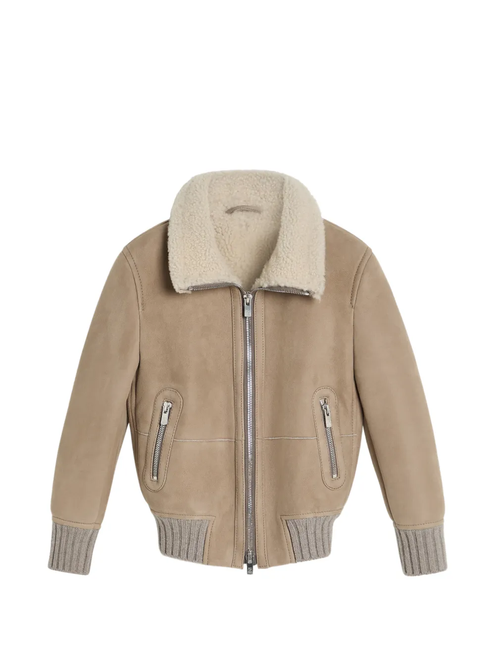 Brunello Cucinelli Kids Bomberjacke mit Shearling-Futter - Nude