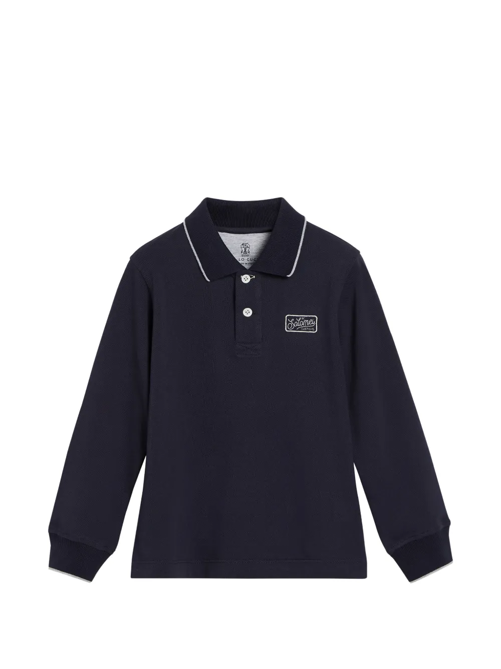 Brunello Cucinelli Kids Polo a maniche lunghe con logo - Blu