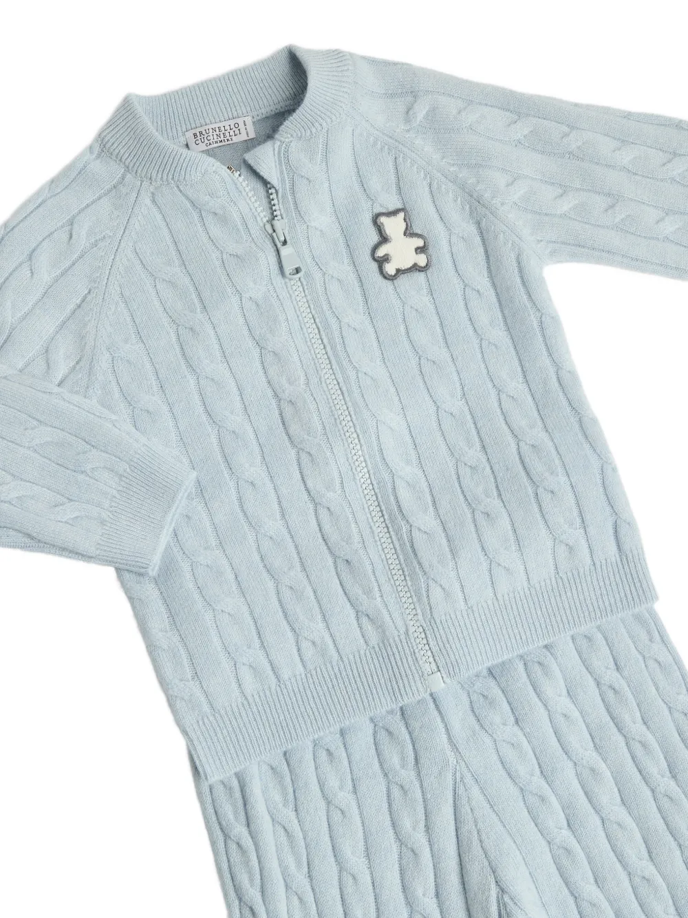 Brunello Cucinelli Kids Bernie cable-knit sweatshirt and trousers set Blauw