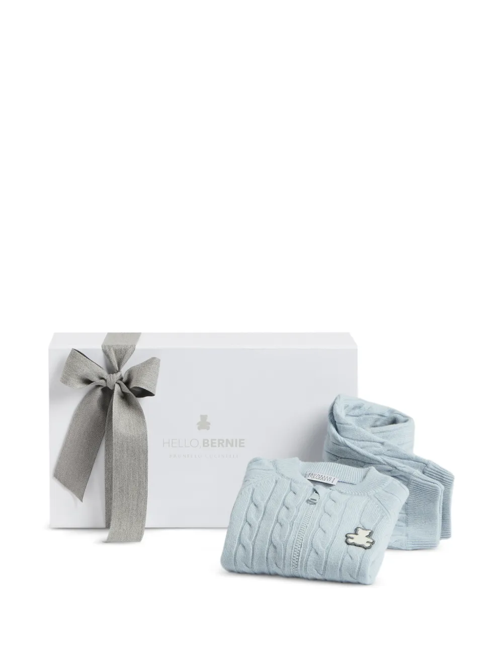 Brunello Cucinelli Kids Bernie cable-knit sweatshirt and trousers set Blauw