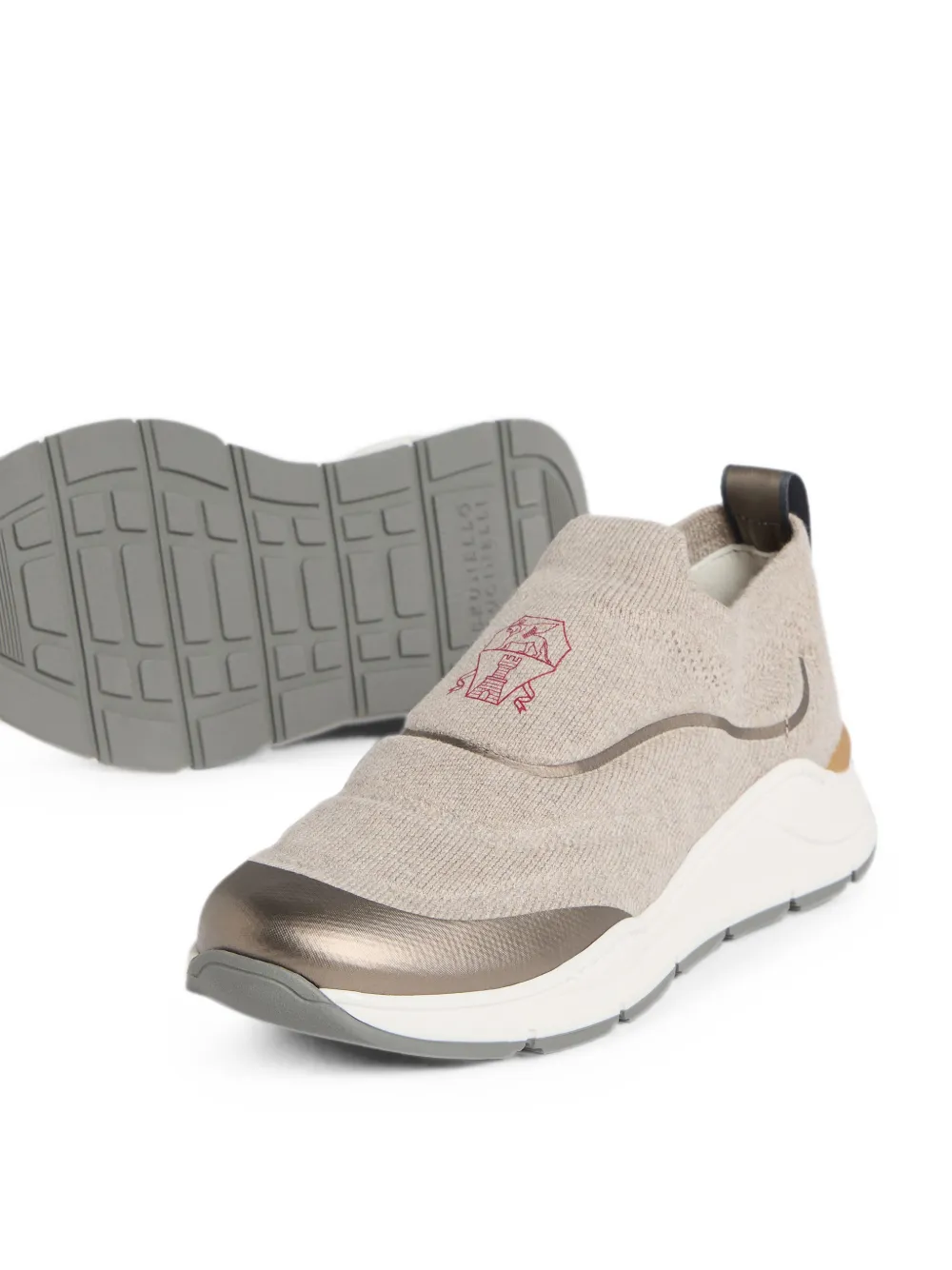 Brunello Cucinelli Kids knitted slip-on sneakers Beige